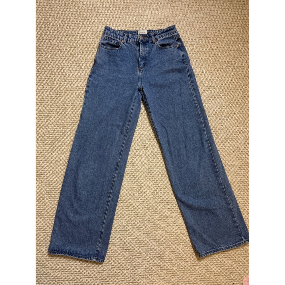 Abrand Jeans 95 Mid Baggy Wide Leg Denim Blue Medium Wash Womens Size 25 AU 7